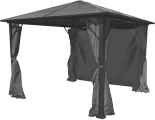 vidaXL Altana ogrodowa z zasłonami, antracytowa, aluminium, 300x300 cm - Altany ogrodowe - miniaturka - grafika 4