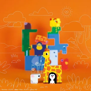 Janod Układanka drewniana piramida Zwierzęta, - Klocki - miniaturka - grafika 11