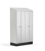 Szafki BHP - AJ Produkty Szafa ubraniowa CLASSIC COMBO, cokół, 4 drzwi, 2050x1200x550mm, szary - miniaturka - grafika 1