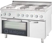 Piece, kotły i płyty grzejne gastronomiczne - Stalgast kuchnia elektryczna 6 palnikowa wym. 1200x700x850 z piekarnikiem elektrycznym 15,6+7 kW (statyczny) 9718000 - miniaturka - grafika 1