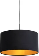 Lampy sufitowe - QAZQA Lampa wisząca klosz welurowy czarno-złoty 50cm - Combi - miniaturka - grafika 1