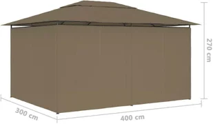 vidaXL Namiot ogrodowy z zasłonami, 4 x 3 m, taupe, 180 g/m 312232 - Pawilony ogrodowe - miniaturka - grafika 9