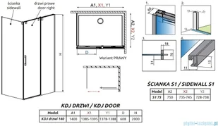 Radaway Espera Pro Kdj 140x75 prawa 10090140-01-01R/10092140-01-01R/10093075-01-01 - Kabiny prysznicowe - miniaturka - grafika 2