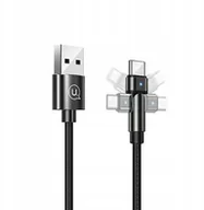 Kable USB - USAMS Kabel pleciony obrotowy U60 2A USB-C czarny/black 1m SJ477USB01 (US-SJ477) - miniaturka - grafika 1