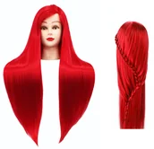 Główki treningowe - Calissimo Główka treningowa Iza 80 cm red, włos termiczny+ uchwyt, fryzjerska do czesania, głowa do ćwiczeń ILSA-RED-80CM - miniaturka - grafika 1