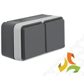Gniazdka elektryczne - Hager BERKER W.1 Gniazdo SCHUKO 2 podwójne z uziemieniem z pokrywą poziome 2 wejścia IP55 szary 47843515 47843515/HAG - miniaturka - grafika 1