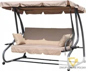 Huśtawki - ModernHome ModernHome Huśtawka ogrodowa rozkładana 2w1 z Parasolem Beżowa 833 833 - miniaturka - grafika 1