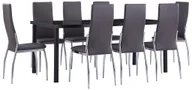 Stoły z krzesłami - vidaXL 9-cz. zestaw jadalniany, tapicerowany sztuczną skórą, szary - miniaturka - grafika 1