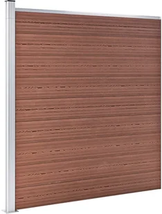 shumee Ogrodzenie WPC 4 panele kwadratowe 1 skośny 792x186 cm brąz - Akcesoria do urządzeń ogrodniczych - miniaturka - grafika 7
