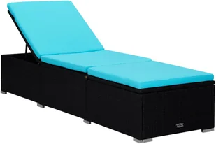 vidaXL 3-częściowy zestaw, leżaki ze stolikiem, polirattan, czarne - Leżaki ogrodowe - miniaturka - grafika 4