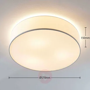 Lampenwelt com Lampa sufitowa tkaninowa Gordana, biała, 57 cm - Lampy sufitowe - miniaturka - grafika 4