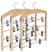 Wieszaki do szafy - Relaxdays Rock wieszak wielokrotnie, drewno do spodni, wieszak na ubrania antypoślizgowa, 45,5 x 39 x 2,5 cm, różne liczby HBT, opakowanie 3 szt. 10021851_304 - miniaturka - grafika 1