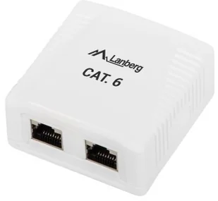 LANBERG Gniazdo natynkowe 2x RJ45 Kat.6 białe ekranowane NULAGMR45000008 - Wtyczki i adaptery - miniaturka - grafika 3