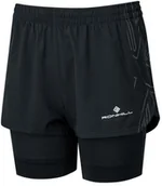 Spodnie sportowe damskie - RONHILL RONHILL Spodenki biegowe damskie TECH MARATHON TWIN SHORT czarne - miniaturka - grafika 1