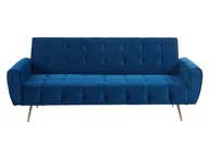 Sofy i kanapy - Vente-Unique 3-osobowa sofa rozkładana klik-klak z weluru POLANI - Kolor granatowy - miniaturka - grafika 1