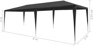 vidaXL Namiot imprezowy, 3 x 6 m, PE, antracytowy - Pawilony ogrodowe - miniaturka - grafika 7