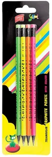 Easy Stationery Ołówek z gumką Fluo 4 sztuki - Przybory szkolne - miniaturka - grafika 2