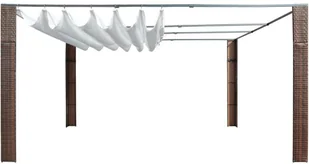 vidaXL Altana z dachem, polirattan, 400x400x200cm, brązowo-kremowa - Pozostałe meble ogrodowe - miniaturka - grafika 6