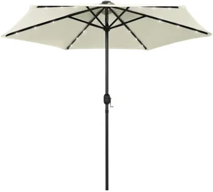 vidaXL Parasol ogrodowy z LED i aluminiowym słupkiem, 270 cm, piaskowy vidaXL - Parasole ogrodowe - miniaturka - grafika 8