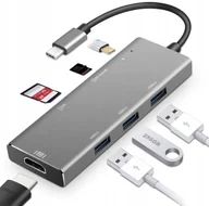 Adaptery i przejściówki - Hub Usb-c Hdmi 4k 3x Usb 3.0 Micro Sd Pd 100W - miniaturka - grafika 1