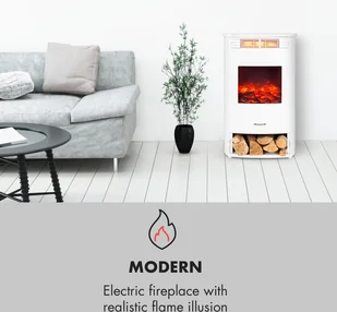 Klarstein Klarstein Bormio WH, kominek elektryczny, 950/1900 W, termostat, timer tygodniowy, biały FP9-Bormio W - Kominki elektryczne Klarstein Klarstein Bormio WH, kominek elektryczny, 950/1900 W, termostat, timer tygodniowy, biały FP9-Bormio W - Kominki elektryczne - miniaturka - grafika 2