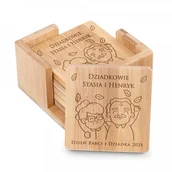 Pozostałe akcesoria barmańskie - Murrano Podkładki bambusowe pod piwo kawę zestaw x6 grawer na Dzień Babci i D PDK-BMB-006 - miniaturka - grafika 1