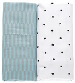 Otulacze - Motherhood Otulacze flanelowe premium 2 szt. Płotek niebieski 80x120 cm - miniaturka - grafika 1