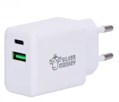 Ładowarki do telefonów - Silver Monkey Silver Monkey Ładowarka sieciowa 20W USB-C PD USB-A QC - miniaturka - grafika 1