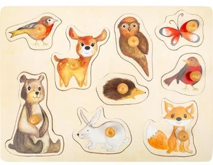 small foot Drewniana Układanka z Uchwytami Zwierzęta Leśne Puzzle - Układanki dla dzieci - miniaturka - grafika 2