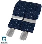 Dodatki do ubrań - Made in England David Aster - Szelki do spodni Granatowe w kropki BR-016 BR-016 - miniaturka - grafika 1