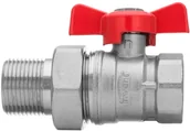 Zawory i kraniki - Invena OBI Zawór kulowy równoprzelotowy ze śrubunkiem i motylkiem GW/GZ 3/4" - miniaturka - grafika 1