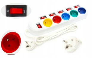 Przedłużacz 5 Gniazd Wyłącznik Listwa Zasilacz 3m - Listwy zasilające - miniaturka - grafika 2