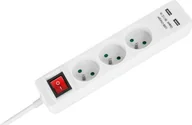 Przedłużacze i rozgałęźniki - HBF Rebel sieciowy 3 gniazda + 2 USB 3 m URZ3202-3 - miniaturka - grafika 1
