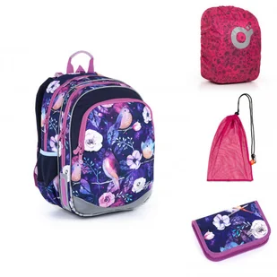 Topgal Niebieski plecak ze wzorem ptaków i kwiatów ELLY 21004 G - Plecaki szkolne i tornistry - miniaturka - grafika 2