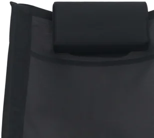 vidaXL Składany leżak z poduszką, czarny, tkanina textilene - Leżaki ogrodowe - miniaturka - grafika 4