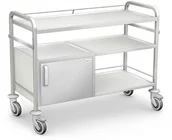 Meble i wyposażenie gabinetów medycznych - Ztm Tech-med STKO-04/E KO stolik-wózek zabiegowy ze stali kwasoodpornej z blatami i szafką STKO-04/E (KO) - miniaturka - grafika 1