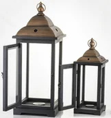 Lampiony i znicze - Max-land Latarnia ogrodowa lampion komplet czarno-złoty 2szt 140172 - miniaturka - grafika 1