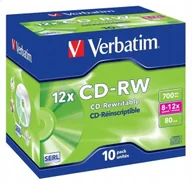 Pudełka i akcesoria na płyty CD - Verbatim Cd-rw 700MB 8-12X Jewel CASE*10 43148 - miniaturka - grafika 1