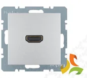 Gniazdka elektryczne - Hager BERKER B.KWADRAT Gniazdo multimedialne HDMI z przyłączem 90° aluminiowy mat lakierowany 3315431404 3315431404/HAG - miniaturka - grafika 1
