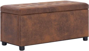 vidaXL Puf z pojemnikiem, 87,5 cm, brązowy, sztuczna skóra zamszowa vidaXL - Pufy i podnóżki - miniaturka - grafika 2
