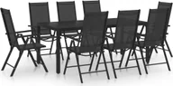 Meble ogrodowe - vidaXL 9-częściowy zestaw mebli ogrodowych aluminium czarny 3070651 - miniaturka - grafika 1