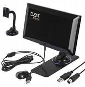 Anteny TV - Antena Pokojowa Dvb-t Tv Slim Aktywna MUX8 + Kabel - miniaturka - grafika 1
