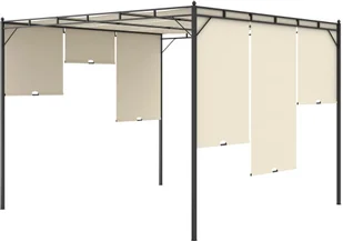 vidaXL Altana ogrodowa z zasłoną boczną, 3 x 3 x 2,25 m, kremowa - Altany ogrodowe - miniaturka - grafika 6