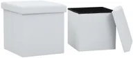 Pufy i podnóżki - vidaXL Składane stołki ze schowkiem, 2 szt., ekoskóra, 38x38x38 cm vidaXL - miniaturka - grafika 1