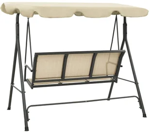 vidaXL Huśtawka ogrodowa z baldachimem, antracytowo-piaskowa 313325 - Huśtawki - miniaturka - grafika 5