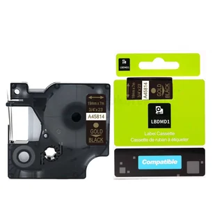 Dymo strefadrukarek.pl Taśma D1 45814 19mm x 7m czarna złoty nadruk - zamiennik | OSZCZĘDZAJ DO 80% - ZADZWOŃ! 730811399 PROMOCJA! D1-45814 - Etykiety do drukarek - miniaturka - grafika 2