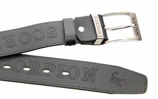 Complex (PL) Pasek Skórzany (PL) Tłoczony Napis "SCORPION" Skóra Naturalna Licowa EXTRA 40 mm CZARNY - Paski - miniaturka - grafika 6