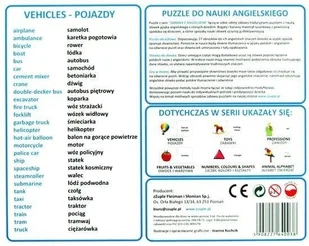 zzuple DWUSTRONNE PUZZLE DO NAUKI ANGIELSKIEGO-POJAZDY VEHICLES - Pomoce naukowe - miniaturka - grafika 4