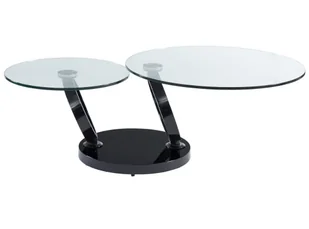 Vente-unique.pl Stolik kawowy z obrotowymi blatami JOLINE - Przezroczyste szkło hartowane i chromowane czarne nogi - Ławy i stoliki kawowe Vente-unique.pl Stolik kawowy z obrotowymi blatami JOLINE - Przezroczyste szkło hartowane i chromowane czarne nogi - Ławy i stoliki kawowe - miniaturka - grafika 1