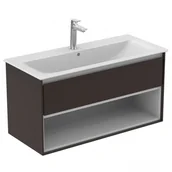 Szafki łazienkowe - Ideal Standard Connect Air Szafka pod umywalkę 100x51,7x44 cm ciemnobrązowa mat/biała mat E0828VY - miniaturka - grafika 1
